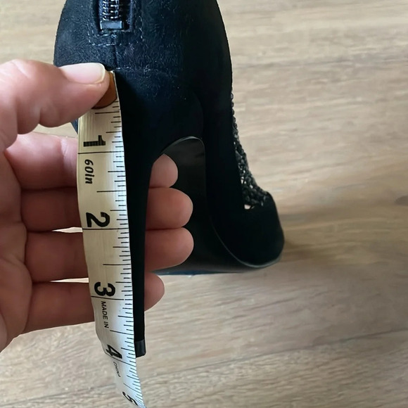 Guess Black Kadre2 Rhinestone Mesh Bootie Pump Heels Size 8 - Picture 12 of 16